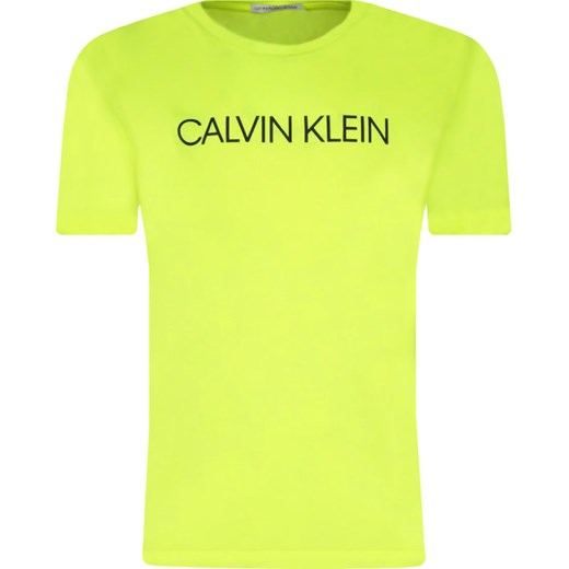 Żółty t-shirt chłopięce Calvin Klein z krótkim rękawem 
