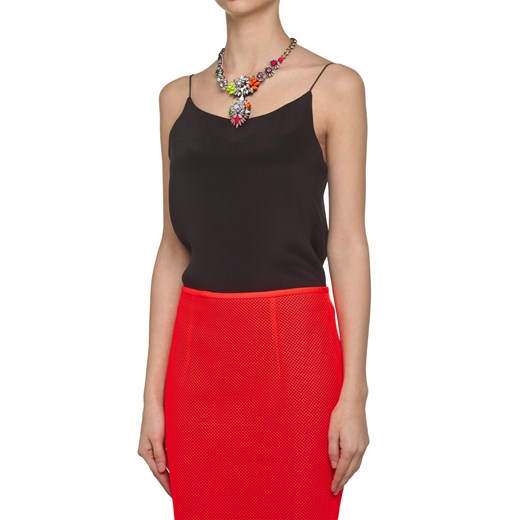 Top jedwabny czarny mostrami brazowy 