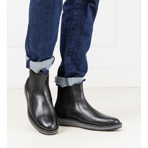 Buty zimowe męskie Trussardi Jeans bez zapięcia skórzane