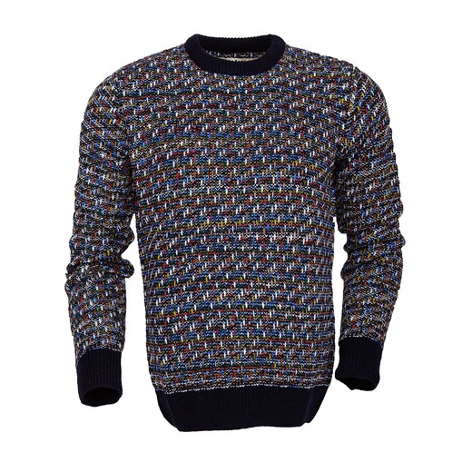 Sweter z barwnym splotem D-Struct majesso-pl szary kolorowe