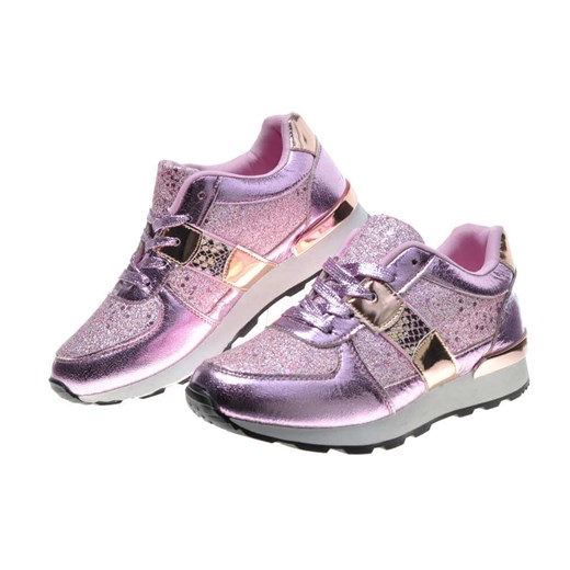 Buty sportowe damskie różowe Pantofelek24 młodzieżowe sznurowane 