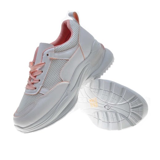Buty sportowe damskie Pantofelek24 młodzieżowe białe na platformie sznurowane 