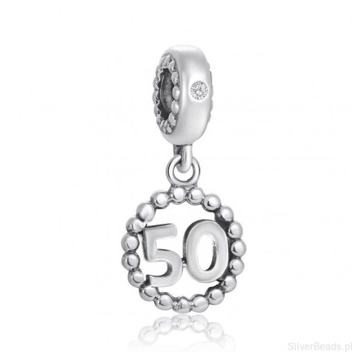 H053 Urodziny 50 lat charms zawieszka srebro 925 Silverbeads.pl SilverBeads