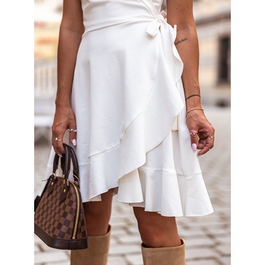 Sukienka biała Selfieroom bawełniana casual kopertowa z krótkimi rękawami 