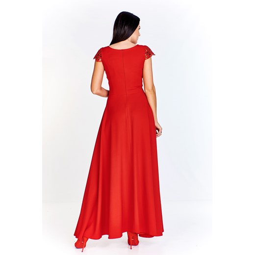 sukienka maxi z gipiurową górą z cekinami i luźnym dołem z rozcięciem Ptakmoda.com 38 ptakmoda.com