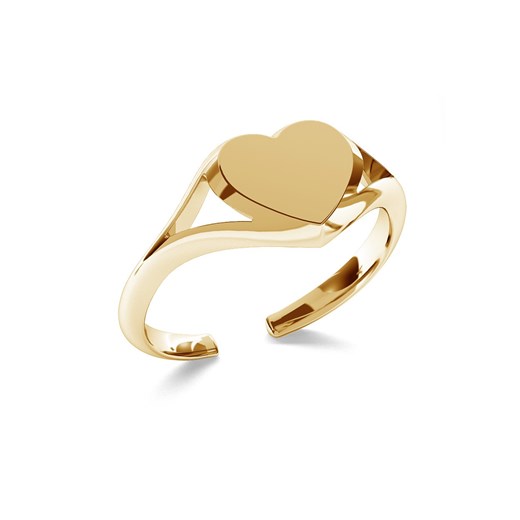 Srebrny pierścionek serce, dowolna litera 925 : Kolor pokrycia srebra - Pokrycie Żółtym 18K Złotem, Litera - A Giorre GIORRE