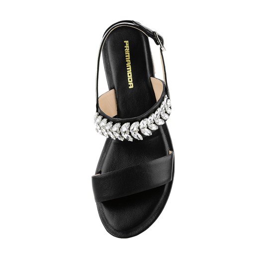 Czarne sandały ze skóry licowej z kamieniami VALCAVA Primamoda 38 okazyjna cena Primamoda
