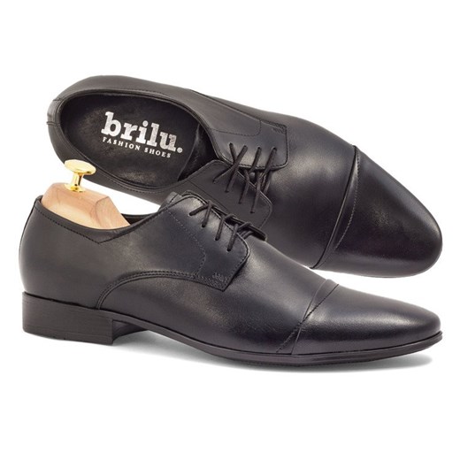 Eleganckie buty wizytowe z nakładanym noskiem Marco czarne Brilu 39 promocja brilu.pl