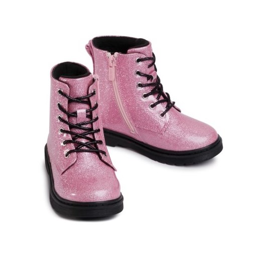 Buty zimowe dziecięce różowe Nelli Blu trapery wiązane 