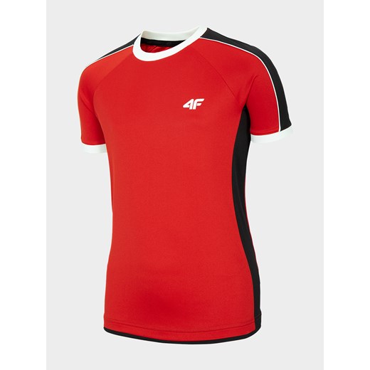 Koszulka sportowa chłopięca (116-152) JTSMF002 - czerwony  okazja 4F