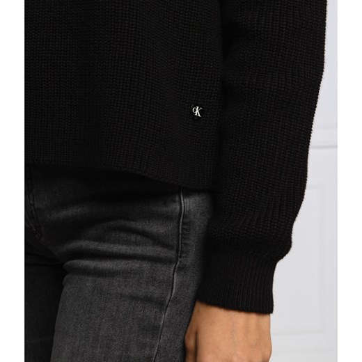 Sweter damski Calvin Klein gładki z okrągłym dekoltem 
