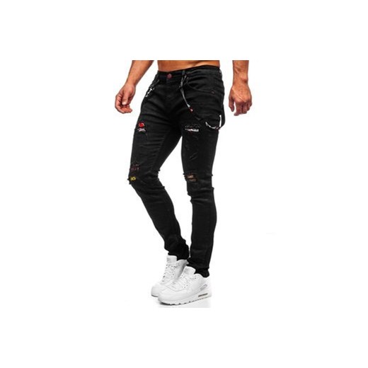 Czarne jeansowe spodnie męskie slim fit Denley 60012WO M Denley okazja
