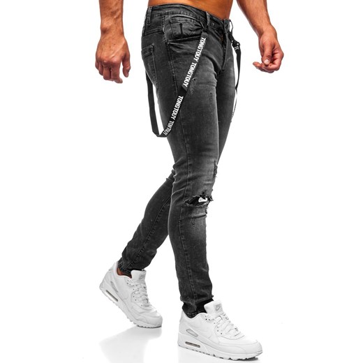 Czarne jeansowe spodnie męskie slim fit Denley 61008S0 S promocja Denley