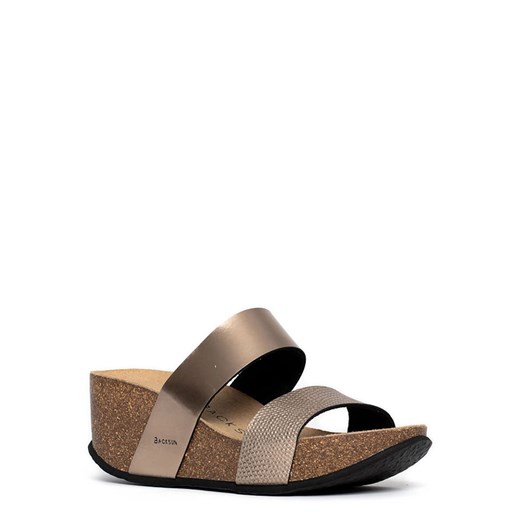 Klapki w kolorze złotym na koturnie 41 Limango Polska