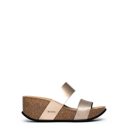 Klapki w kolorze złotym na koturnie 41 Limango Polska