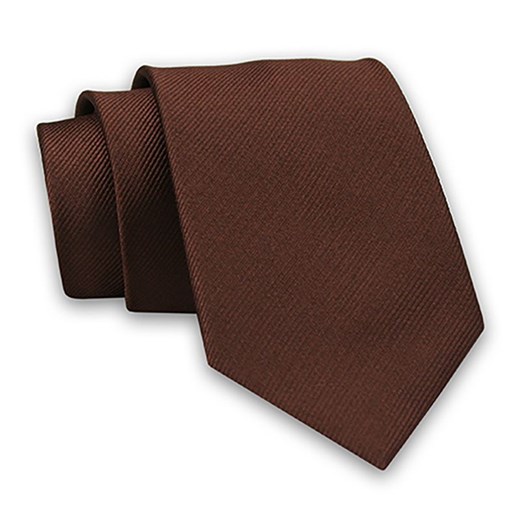 Brązowy Elegancki Klasyczny Męski Krawat -Angelo di Monti- 7 cm, Jednokolorowy, w Delikatne Prążki KRADM1761 ze sklepu JegoSzafa.pl w kategorii Krawaty - zdjęcie 91328390