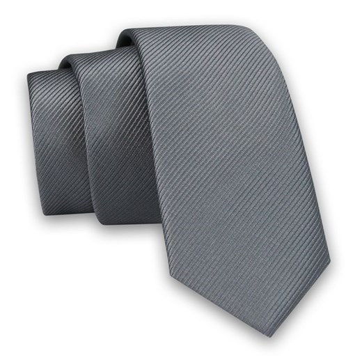 Jednokolorowy krawat - śledzik Angelo di Monti- Szary, Stalowy KRADM1128 Angelo Di Monti JegoSzafa.pl