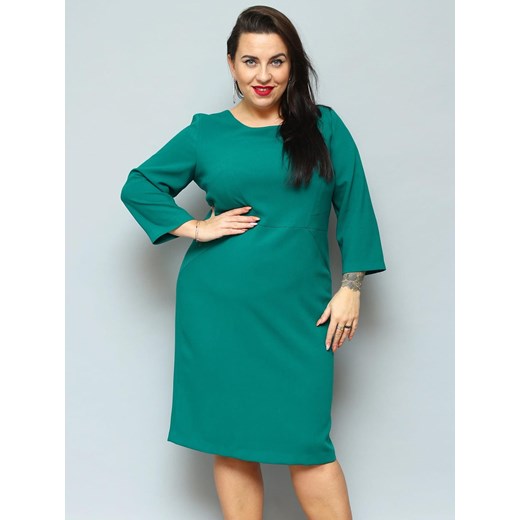 Sukienka KAREN ołowkowa odcinana elegancka zielona Plus Size karko.pl
