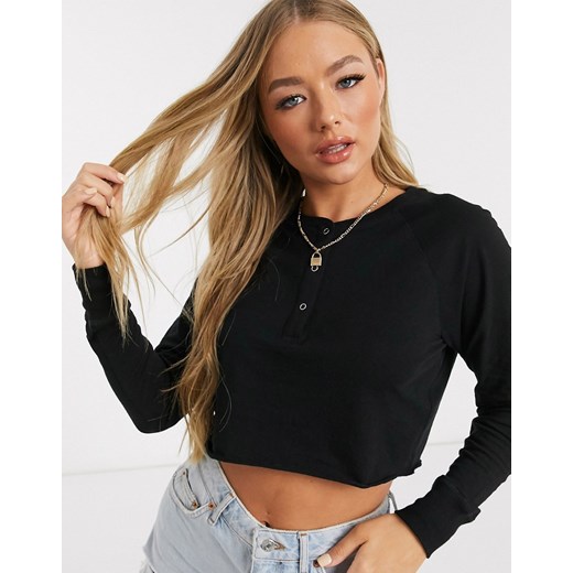 ASOS DESIGN – Czarny krótki top na zatrzaski z długim rękawem 38 Asos Poland