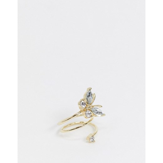 ASOS DESIGN – Pierścionek na mały palec w złotym kolorze z motylem z kryształków S Asos Poland
