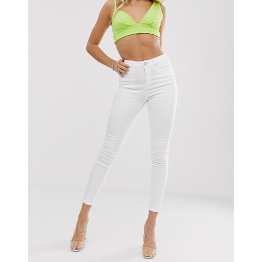 ASOS DESIGN Ridley – Białe dopasowane jeansy z podwyższonym stanem-Biały W24 L32 Asos Poland