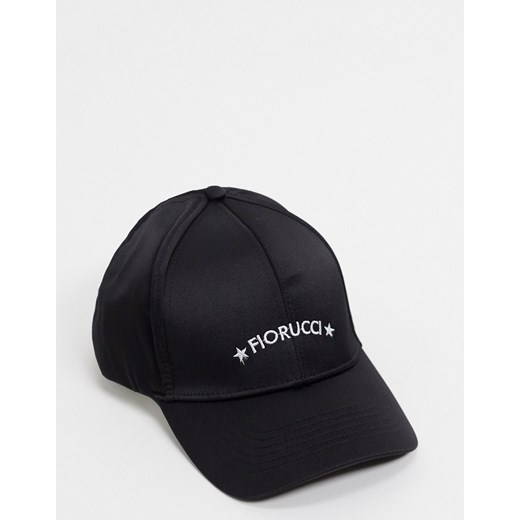Fiorucci – Czarna satynowa czapka z daszkiem z haftowanym logo-Czarny Fiorucci One Size Asos Poland