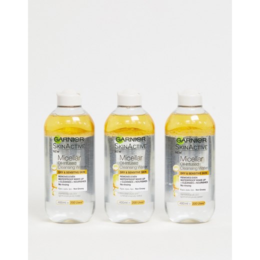 Garnier – Zestaw 3 płynów micelarnych z olejkiem 400 ml, sugerowana cena detaliczna 21 GBP-Brak koloru No Size Asos Poland
