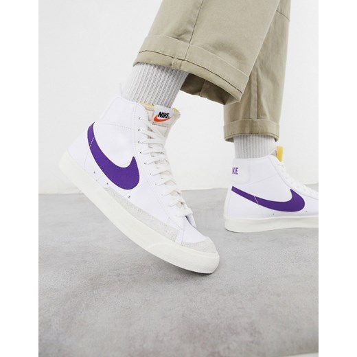 Nike – Blazer Mid '77 – Biało-fioletowe skórzane buty sportowe-Biały Nike 44.5 Asos Poland