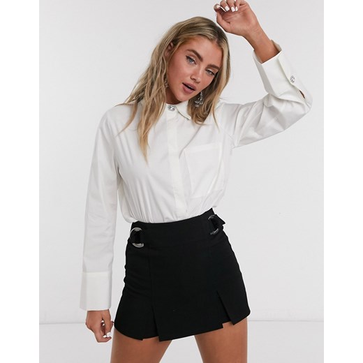 Object – Biała koszula z kryształkami na guzikach i długimi mankietami-Biały Object 38 Asos Poland