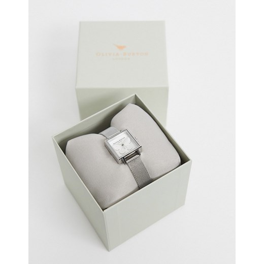 Olivia Burton – Kwadratowy zegarek z siateczkową bransoletą w kolorze srebra-Srebrny Olivia Burton One Size Asos Poland