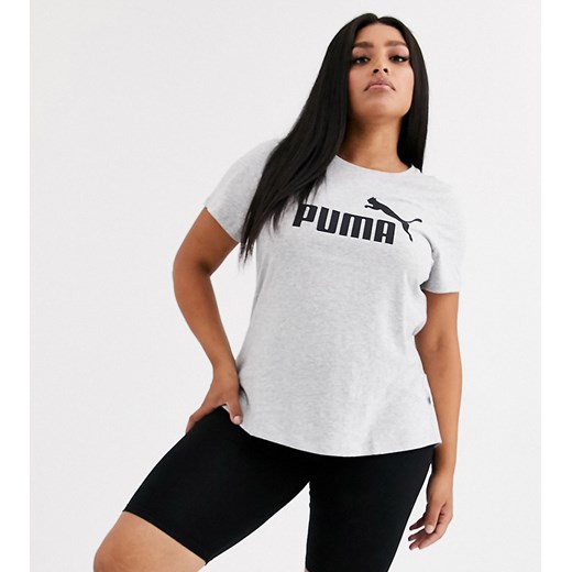 Puma Plus Essentials – Jasnoszara melanżowa koszulka z logo-Szary Puma XXXL Asos Poland