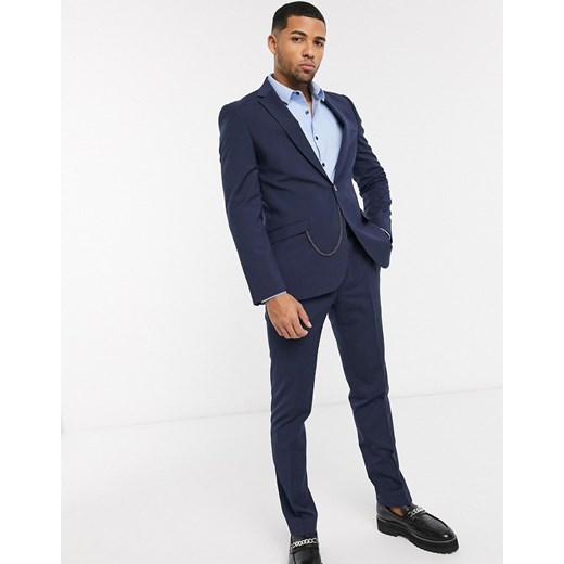 Shelby & Sons – Granatowa dopasowana marynarka garniturowa z łańcuszkiem-Granatowy Shelby & Sons 56 Asos Poland