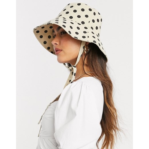 Stradivarius – Czapka typu bucket hat w groszki-Beżowy One Size Asos Poland