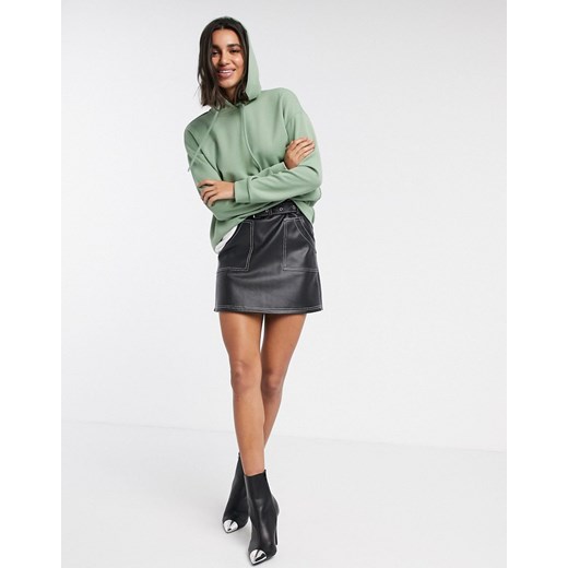 Stradivarius – Zielona bluza z kapturem z troczkami-Zielony M Asos Poland