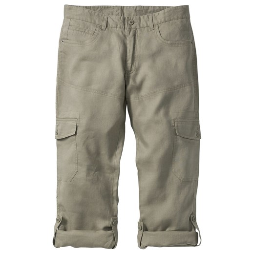 Spodnie lniane bojówki z wywijanymi nogawkami Regular Fit | bonprix Bonprix 54 bonprix