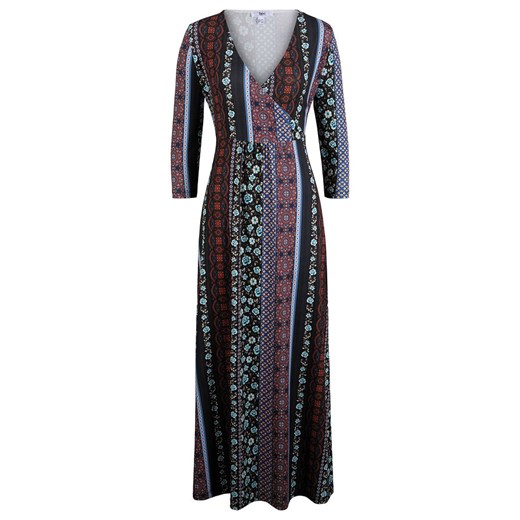 Długa sukienka z patchworkowym nadrukiem | bonprix Bonprix 44/46 bonprix