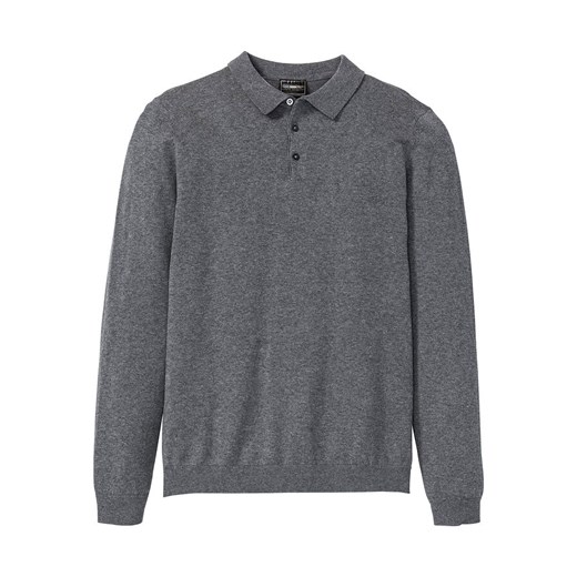 Sweter polo z dzianiny o gładkim splocie drobnych oczek | bonprix Bonprix 48/50 (M) bonprix