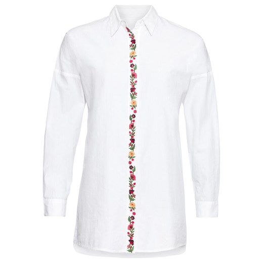 Długa bluzka z haftowaną plisą guzikową | bonprix Bonprix 40 bonprix