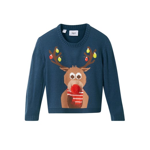 Sweter chłopięcy z bożonarodzeniowym motywem | bonprix Bonprix 128/134 bonprix