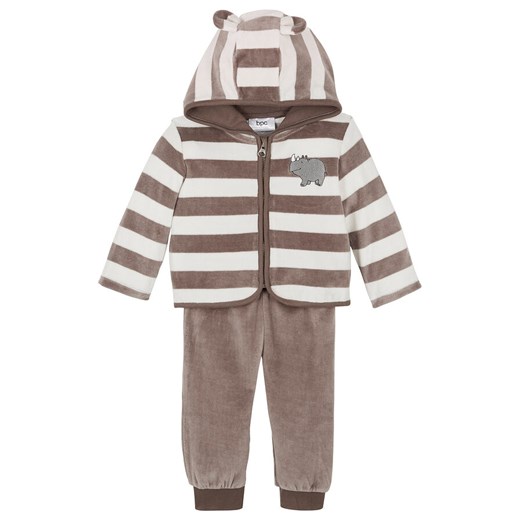 Bluza rozpinana i spodnie niemowlęce z dzianiny welurowej nicki (2 części) | bonprix Bonprix 92/98 bonprix