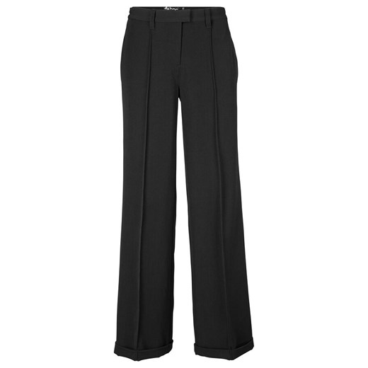 Spodnie z lejącego materiału ze stretchem, z zaprasowanym kantem, WIDE | bonprix Bonprix 42 bonprix