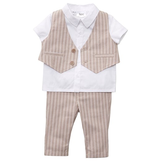 Koszula niemowlęca + kamizelka + spodnie (3 części) | bonprix Bonprix 104 okazja bonprix