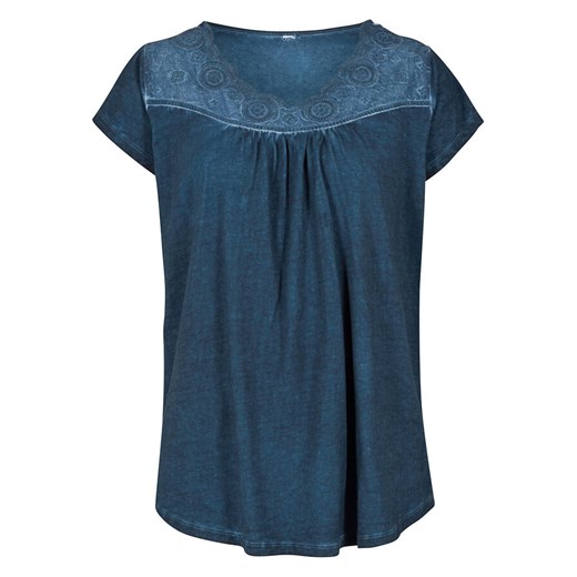 T-shirt "cold-dye" z ażurowym haftem | bonprix Bonprix 36/38 bonprix