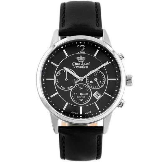 ZEGAREK MĘSKI GINO ROSSI - S01622A - PREMIUM (zg253b) black/silver + BOX Gino Rossi uniwersalny timeup.pl