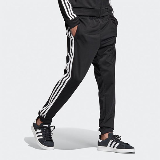 Spodnie dziewczęce czarne Adidas Originals na wiosnę w paski 