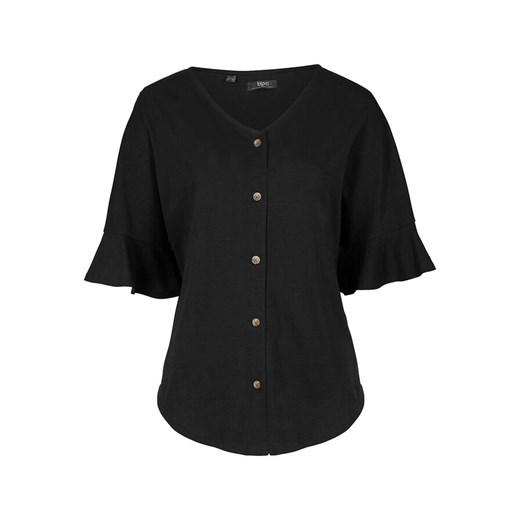 Bluzka shirtowa z plisą guzikową | bonprix Bonprix 48/50 bonprix