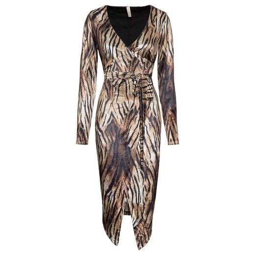 Sukienka midi z aksamitu w cętki leoparda | bonprix Bonprix 48/50 bonprix