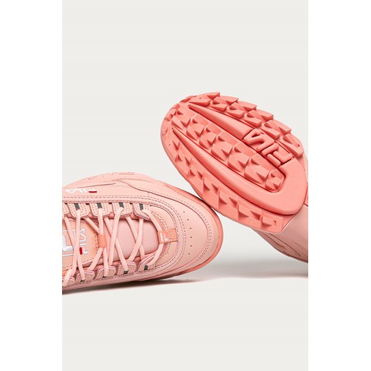 Różowe buty sportowe damskie Fila ze skóry ekologicznej sznurowane na platformie 