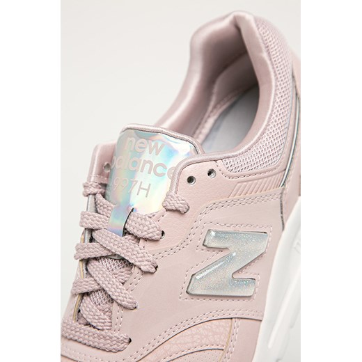 Buty sportowe damskie New Balance w stylu casual różowe na wiosnę wiązane skórzane 