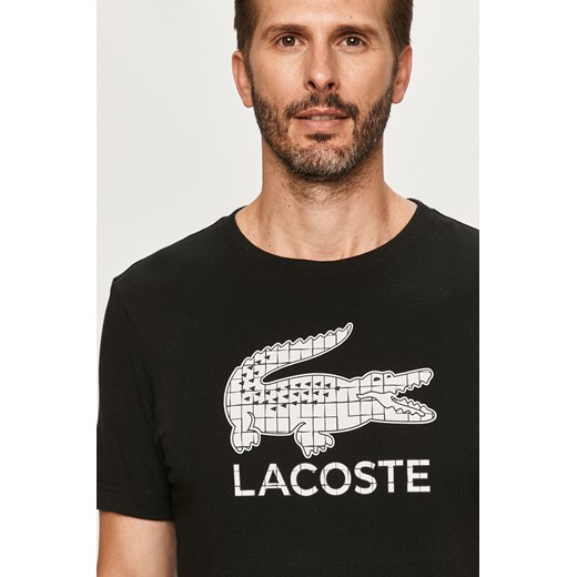 Lacoste t-shirt męski czarny z krótkim rękawem 